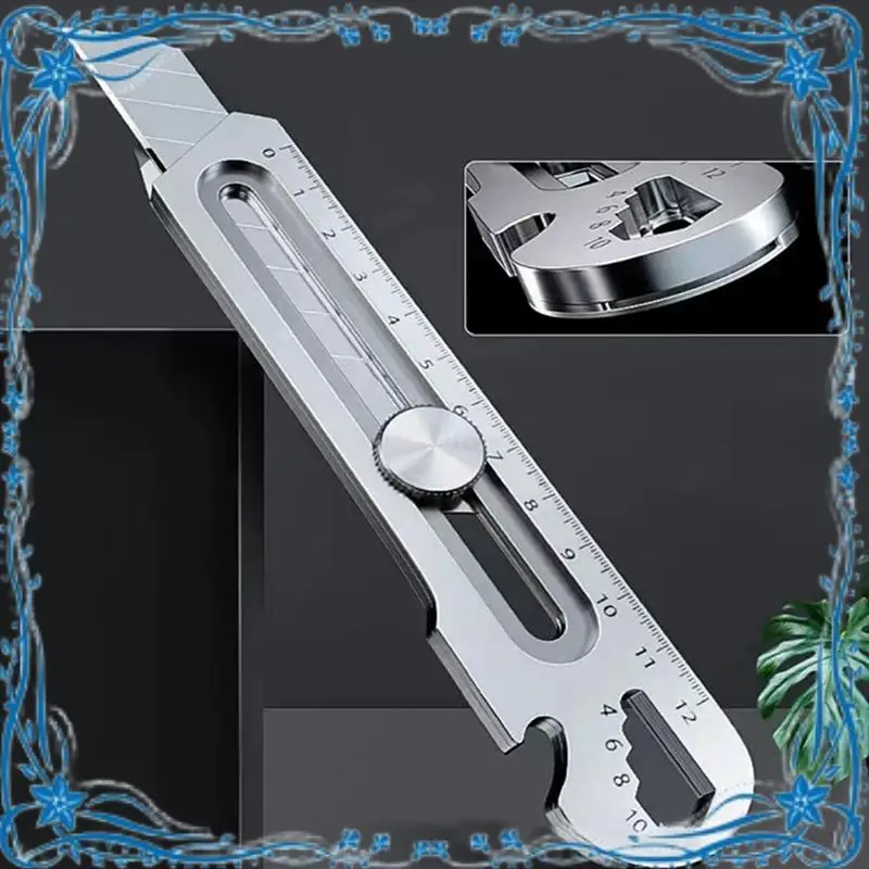 6 In 1 Multifunction Stainless Steel Utility Knife Tail Break Design/Ruler/Bottle Opener Retractable Box Cutter