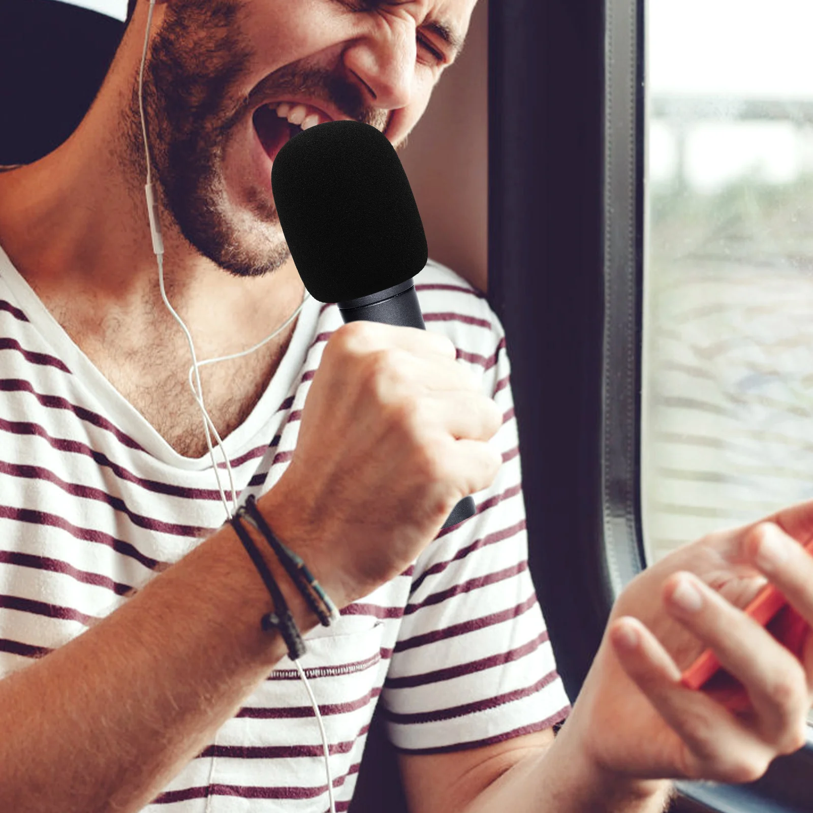 غطاء إسفنجي للميكروفون مقاوم للرياح، غطاء حماية ناعم وسميك، سهل التركيب، تصميم محمول، جودة صوت واضحة