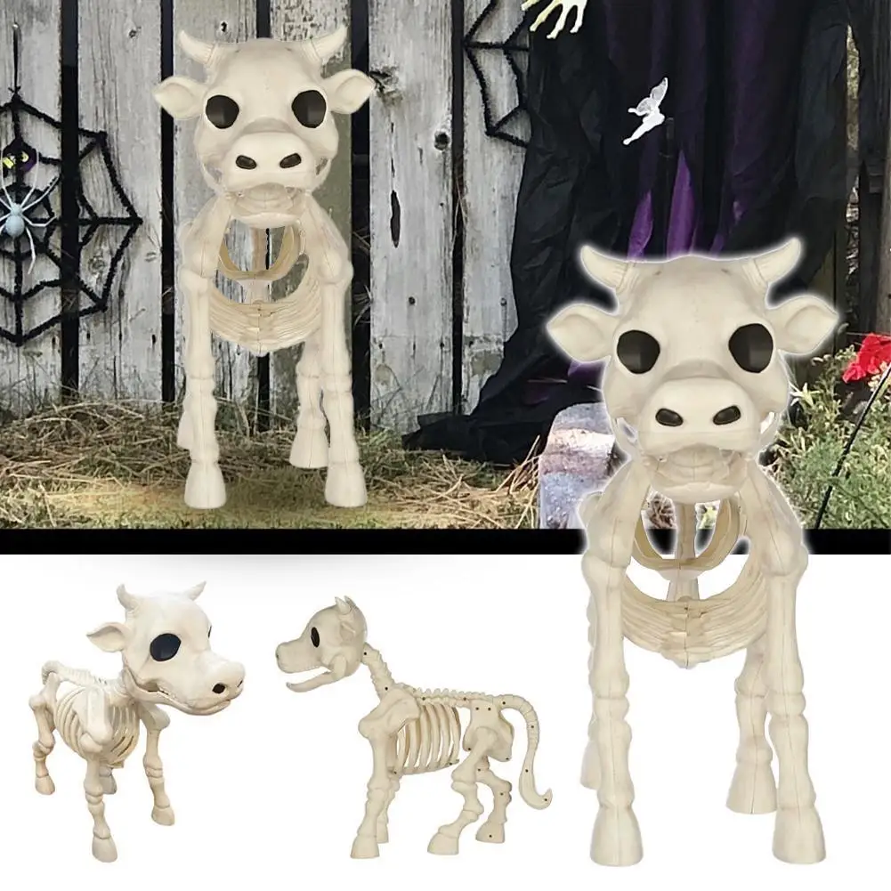 

New High-end Halloween Artificial Skeleton Horse Cow Realistic Skeleton Spooky Decoration Centerpiece Tabletop Plastic Skul J4F7