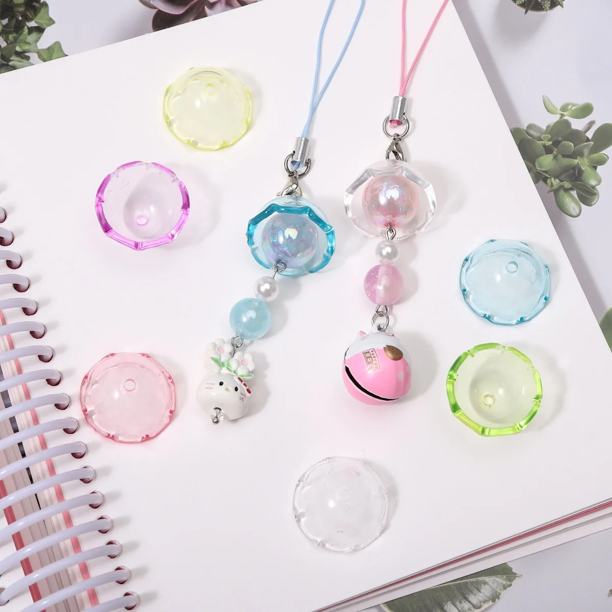 5-10Pcs 22x12.5mm Colorful Acrylic Jellyfish Bead Caps Charms DIY Wind Chime Phone Keychain Bag Pendant Craft JewelryAccessories