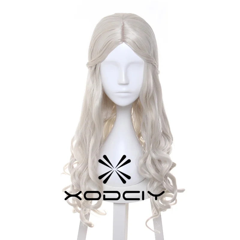 

The White Queen Mirana Wigs Light Golden Long Curly Styled Synthetic Cosplay Wigs Heat Resistant