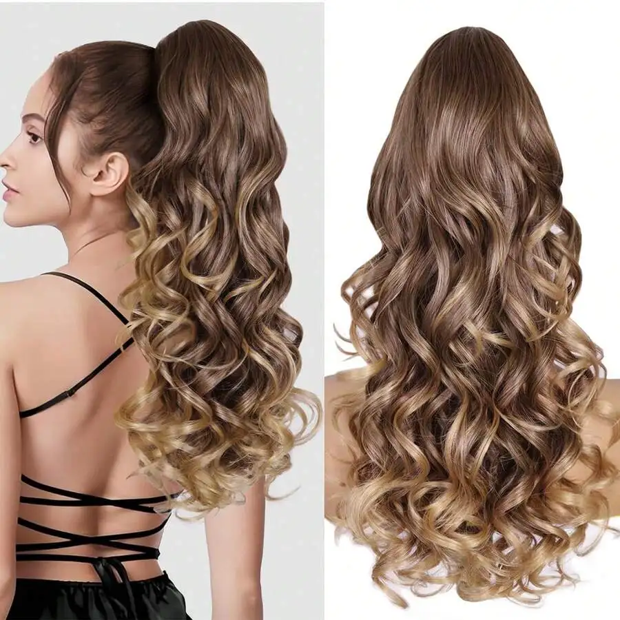 

Wavy Clip-On Ponytail Hair Extension With Claw Clip For Women