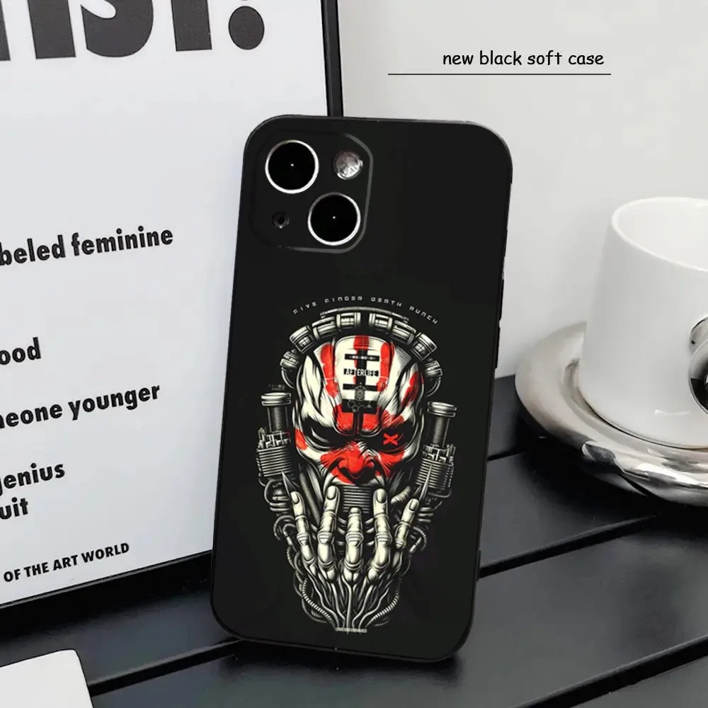 Five F-Finger D-Death Punch Phone Case For iPhone16,15,14,13,12 Mini 11 Pro XR,X,XS,MAX 7,8 Plus Silicone Cover Soft Black