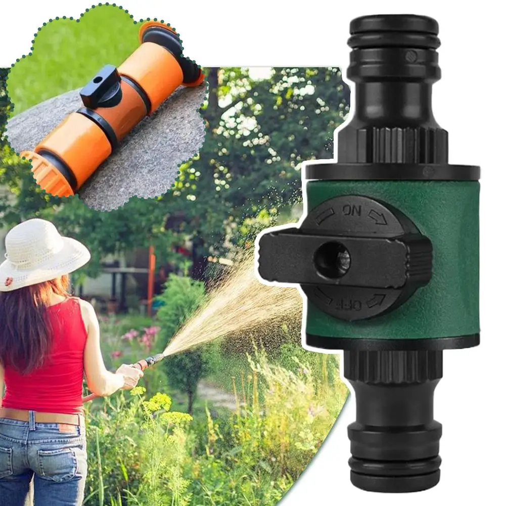 Garden Hose Quick Connector with Shut Off Valve Water Pipe Extension Joint Fitting Adapter for Lawn Garden Irrigation System