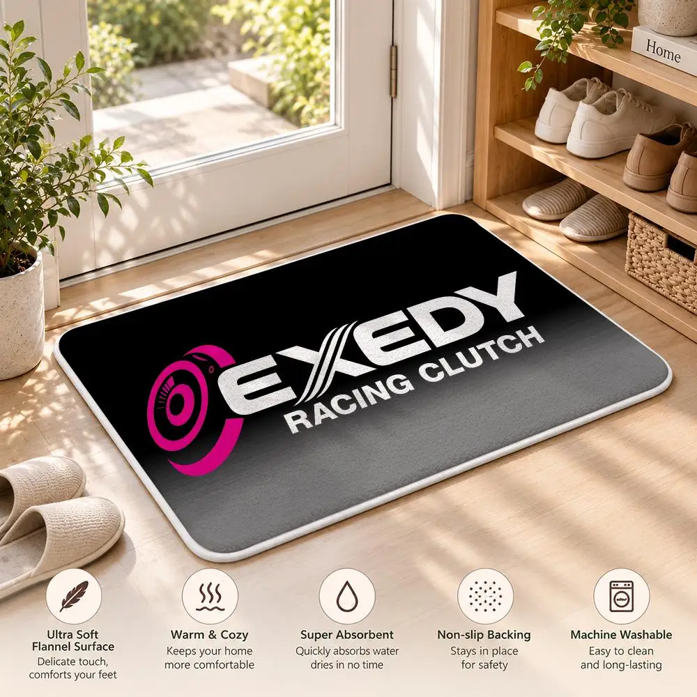 E-EXEDY Auto Parts LOGO Floor Mat Flannel Rug Soft Non Slip Door Mat For Bathroom Bedroom Kitchen Living Room Home Decor