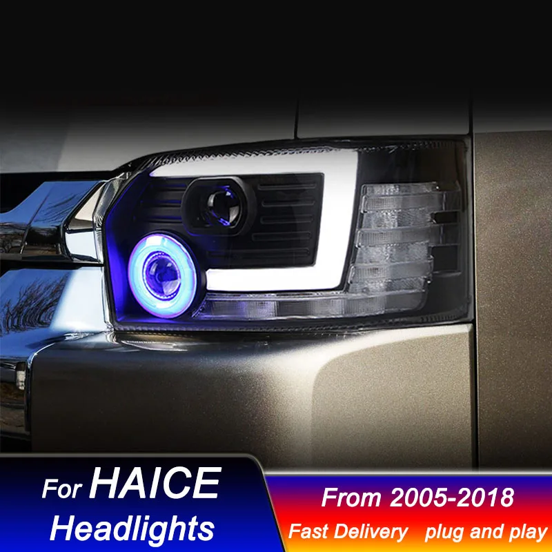 سيارة Led المصابيح الأمامية لتويوتا هايس 2005-2018 نمط جديد LED رئيس مصباح ترقية DRL ديناميكية مصباح إشارة الجبهة ضوء الجمعية