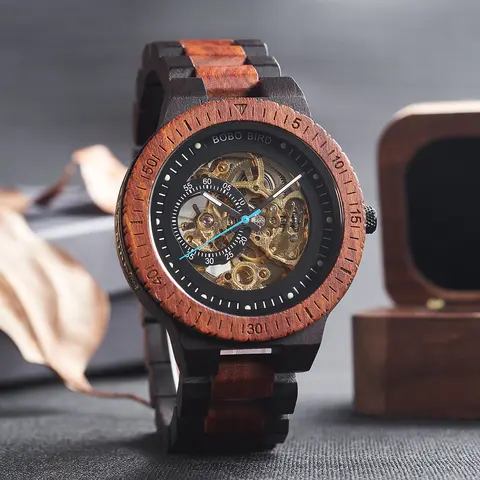 Wood Mechanical Watch Men BOBO BIRD