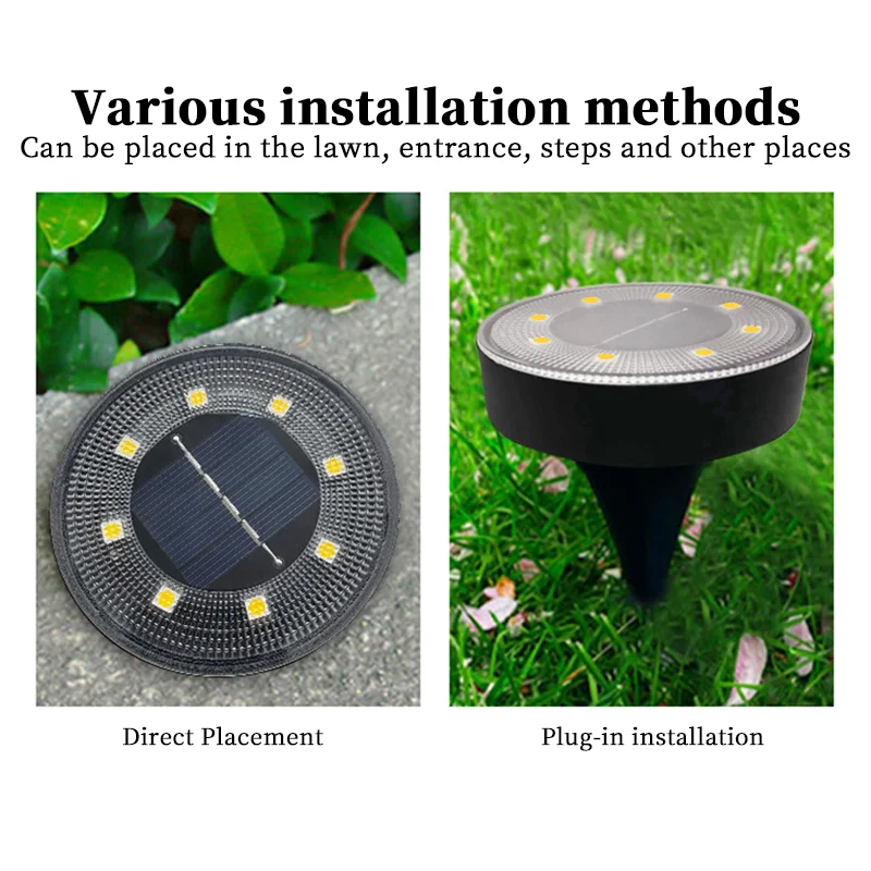 1-8PCS LED Solar Power Disk Light Outdoor Garden Solar Underground Light Deck Light Spotlight Buried Solar Led Lamp Garden Deco