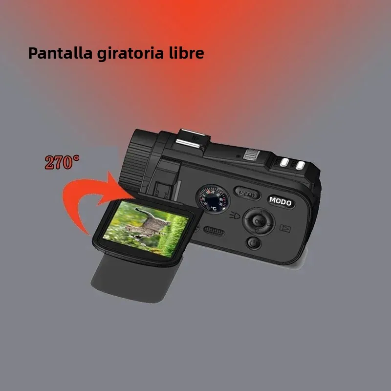 Videocámara Digital de 24MP con Zoom Digital de 18X y Visión Nocturna 120 °   Lente Gran Angular para Vlog, Grabación de Viajes y Hogar