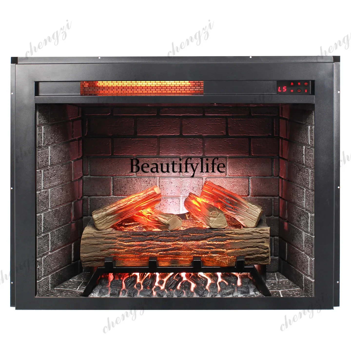 American retro living room simulation flame solid wood fireplace TV cabinet electronic heater decorative entrance cabinet