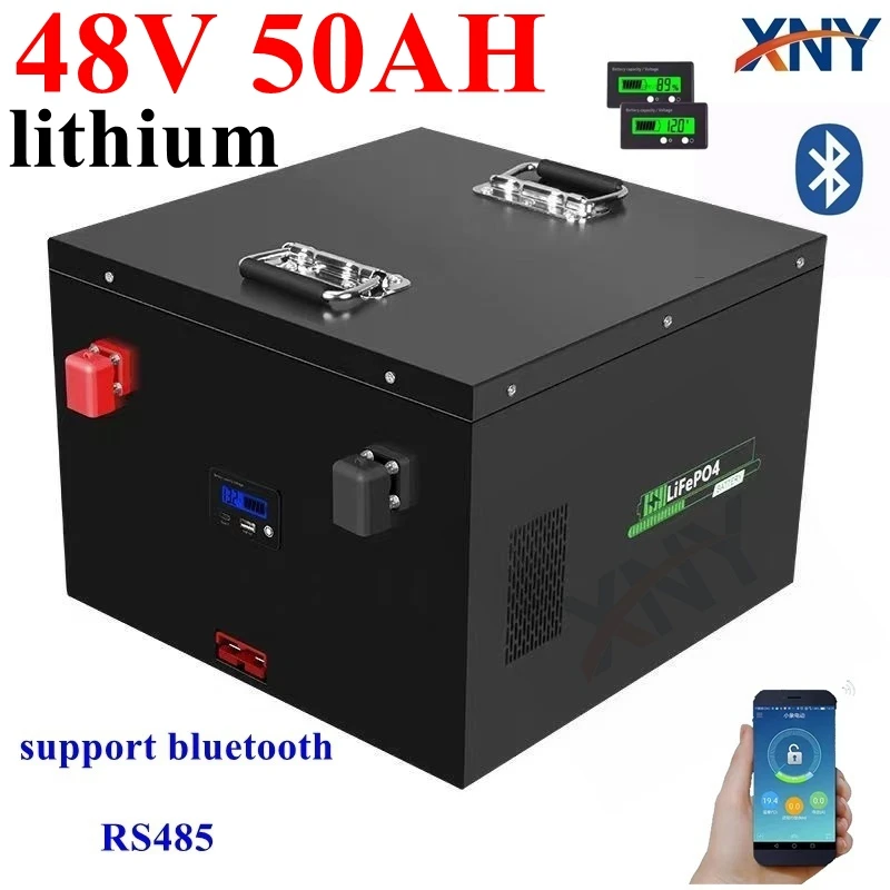 

Литий-ионный аккумулятор 48 В, 50 Ач, Bluetooth-приложение, BMS RS485, связь для инверторного скутера 4000 Вт, солнечная энергия + зарядное устройство 10 А ￼ С