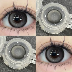 DUOXIU 2Pcs Yearly Color Colored Contact Soft Circular Lenses Beauty Pupil Gray Brown Eyes Black Makeup Blue Lens Fast Shipping