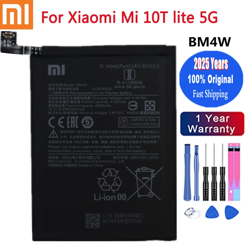 4820mAh BM4W 100% Original Battery For Xiaomi Mi 10T lite 5G Phone Battery High Qulity Batteries Bateria In Stock Fast Shippin