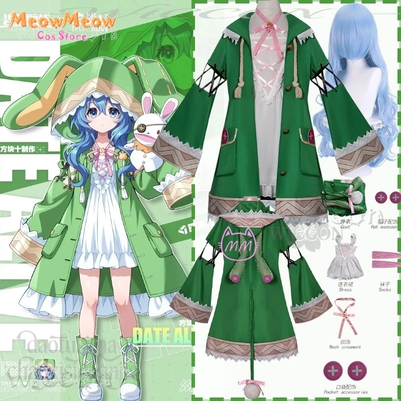 

Disfraz Adulto Himekawa Yoshino Cosplay Anime Game Azur Lane Crossover DATE LIVE Costume Green Kawaii Rabbit Cosplay Anime Costu