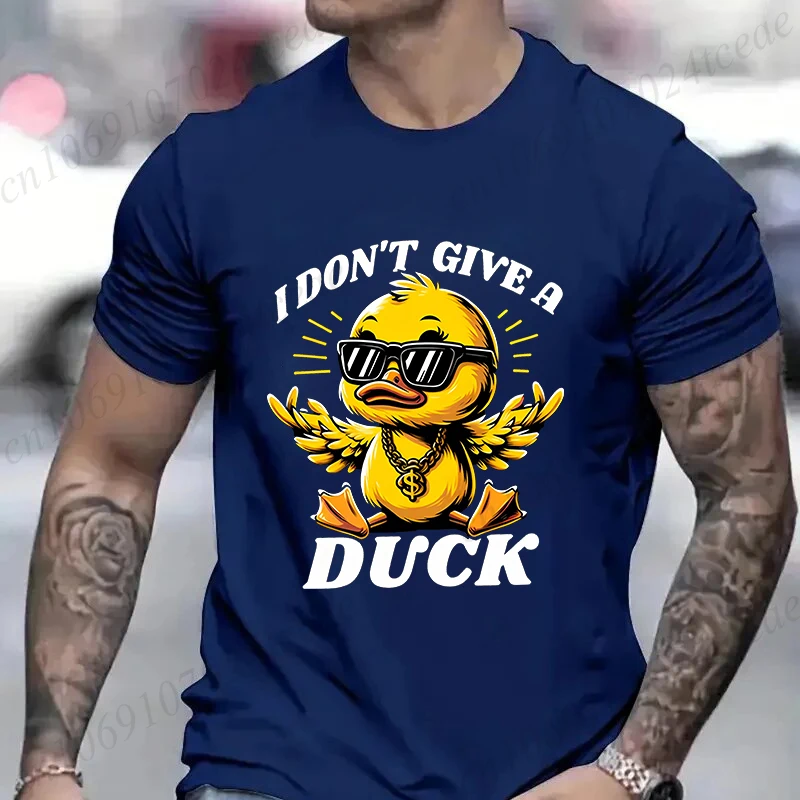 I Don\'t Give A Duck Men\'s T-shirt Funny Trendy Short Sleeve Tees Shirts Fashion Harajuku Graphic Tops Oversized Male Clothing
