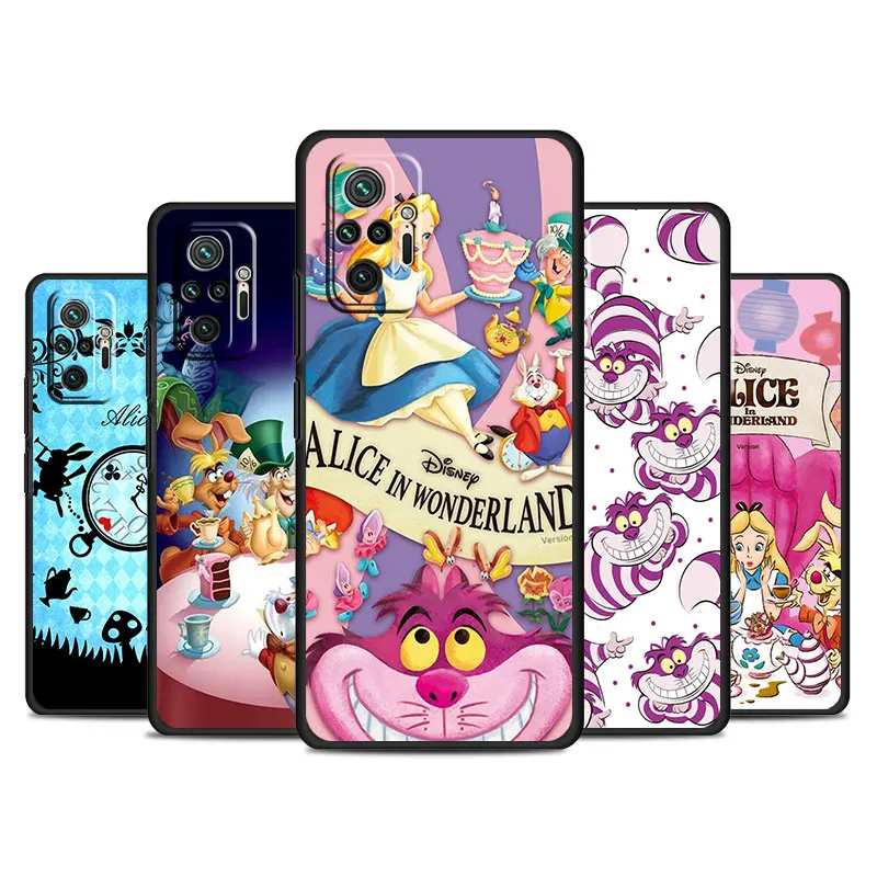 Funda For Xiaomi Redmi Note 11 10 Pro 12 12S 9S Phone Case 9 8 8T 7 12C 10C 9A 9C 13 A1 Plus Bumper Shell Alice Cheshire Cat