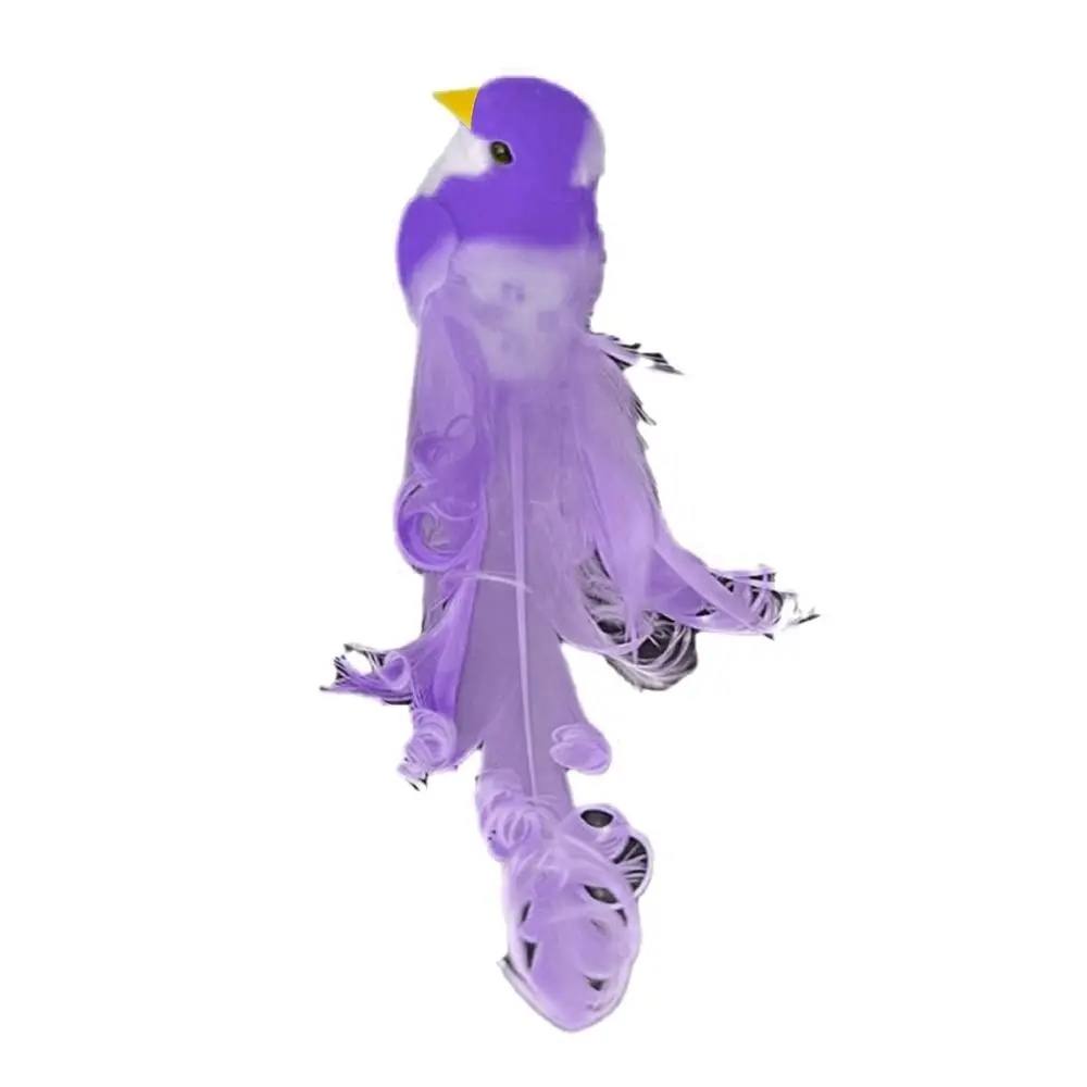 Long Tail Simulation Bird Colorful Curly Feather Artificial Bird Home Decoration With Clip Foam Bird Photography Props