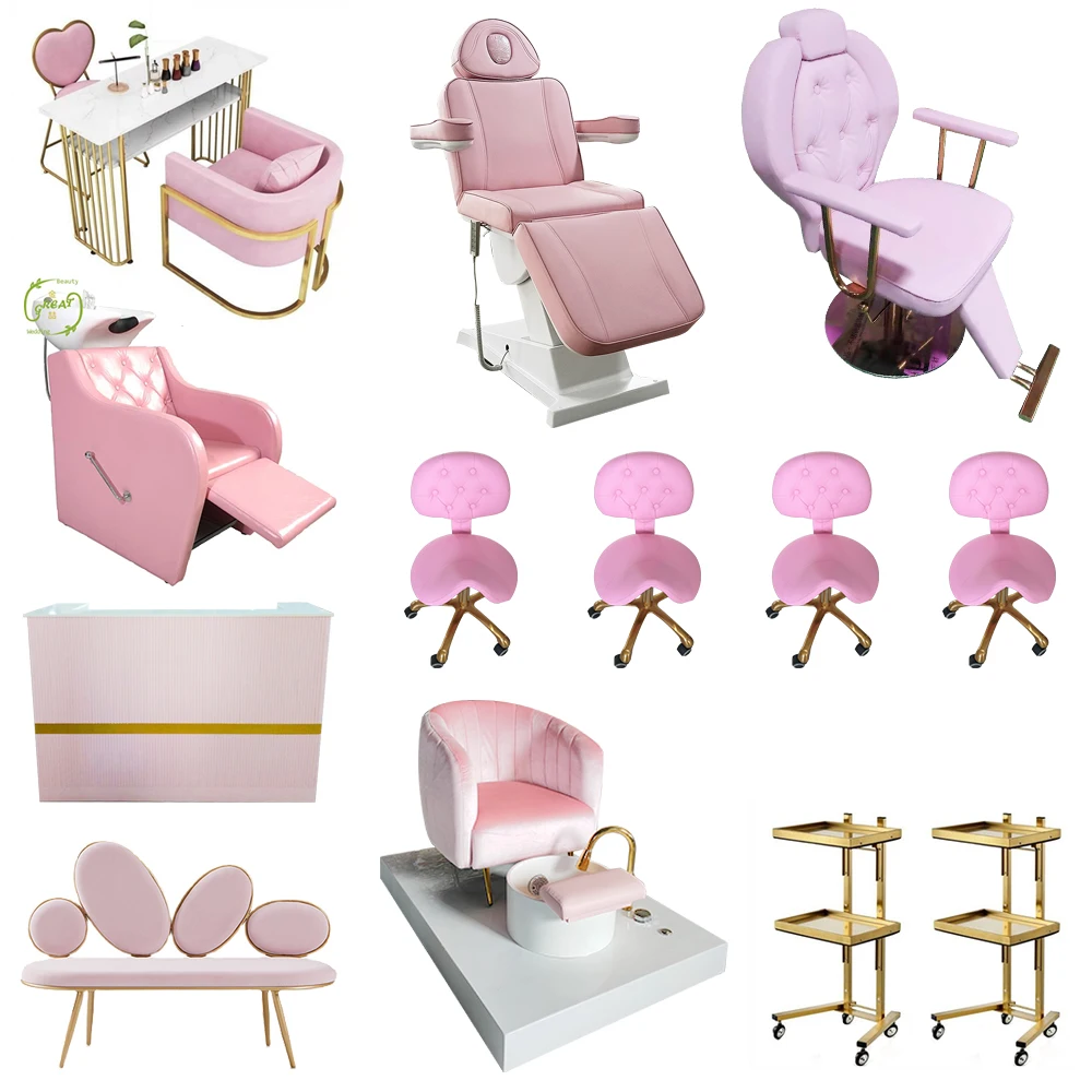 

# Hot Sales Foshan Factory Hot Sale Nail Salon Equipment Pink Beauty Salon Set