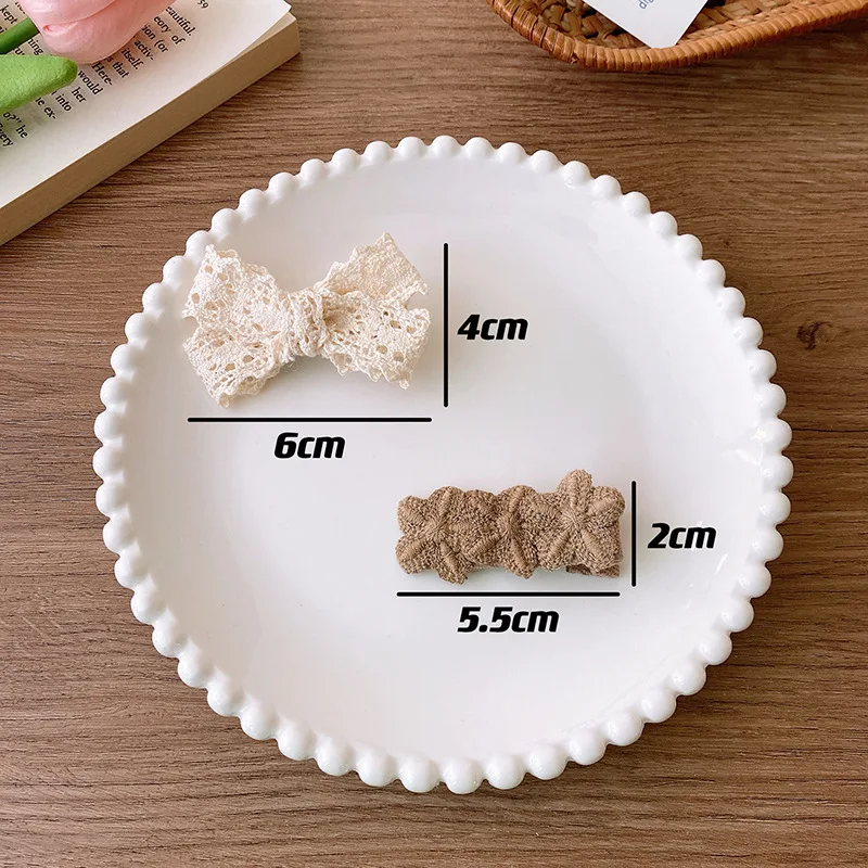 2025 Hot Sale Ins Style Cream Embroidery Lace Ribbon Bowknot Crocheted Flower Front Hairpin Women Sweet Retro Hair Clips