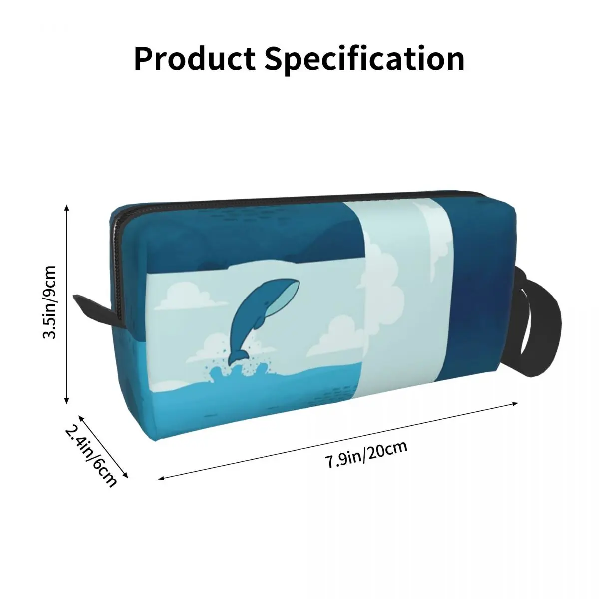 Being Free - Jumping Sperm Whale Makeup Bag Cosmetic Storage Dopp Kit Toiletry Cosmetic Bag for Women Beauty Travel Pencil Case