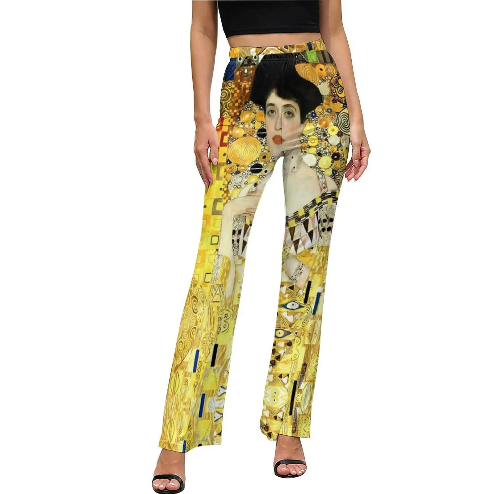 

Oil Painting Casual Pants Ladies The Woman in Gold Slim Aesthetic Flared Pants Summer Modern Pattern Trousers