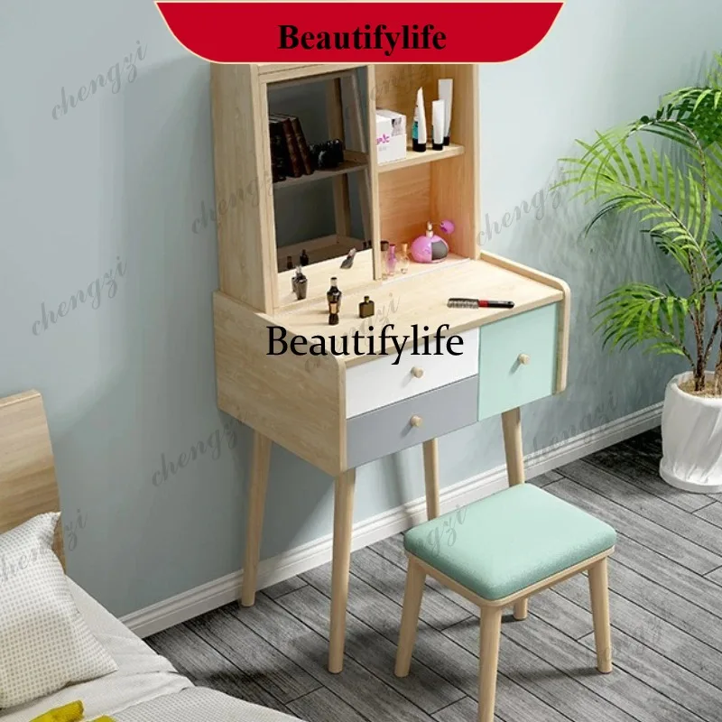 G153 Luxury Brown Dressing Table Storage Lighting Clothing Mirror Dressing Table Drawers Cheap Coiffeuse De Chambre Organizer Ma
