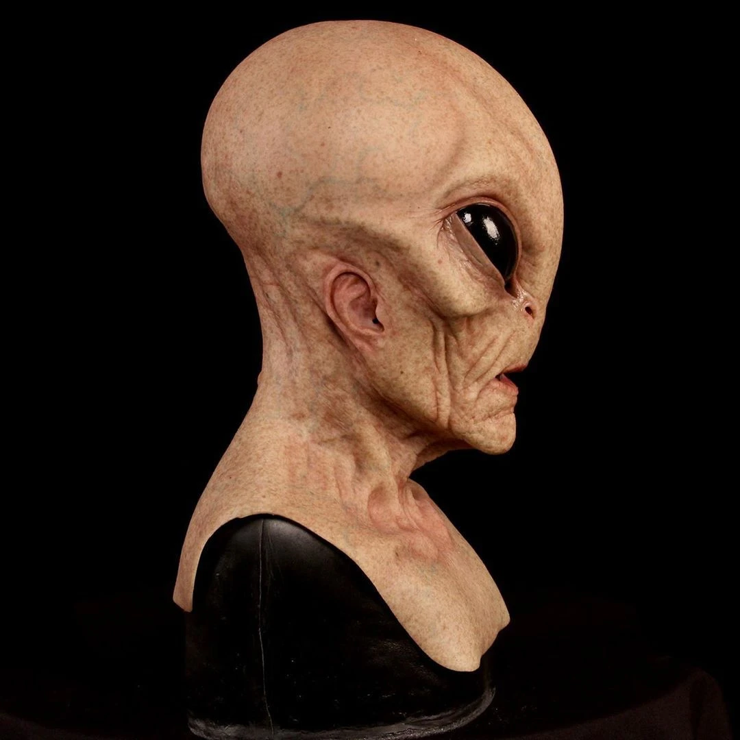 Halloween przerażające lateksowe UFO duże oczy Alien maska na całą głowę dla dorosłych kostium na bal przebierańców Cosplay maska obcy