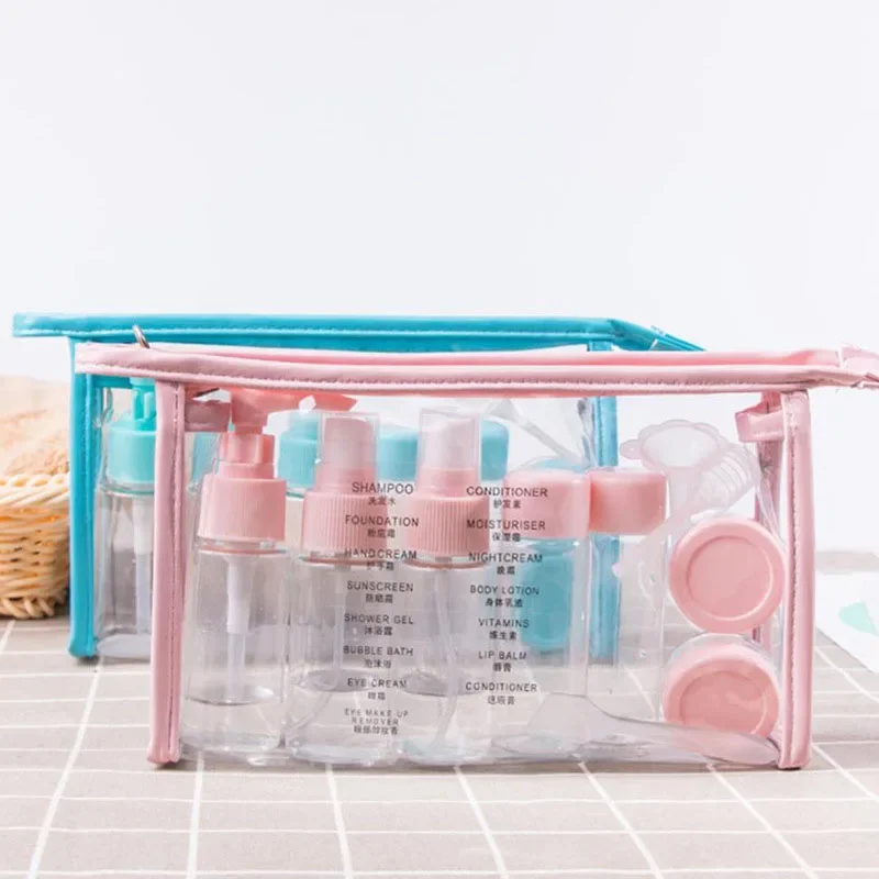 Portable Travel Refillable Bottle Set Lotion Shampoo Empty Container Transparent Spray Bottle Cosmetics Travel Accessories Kit