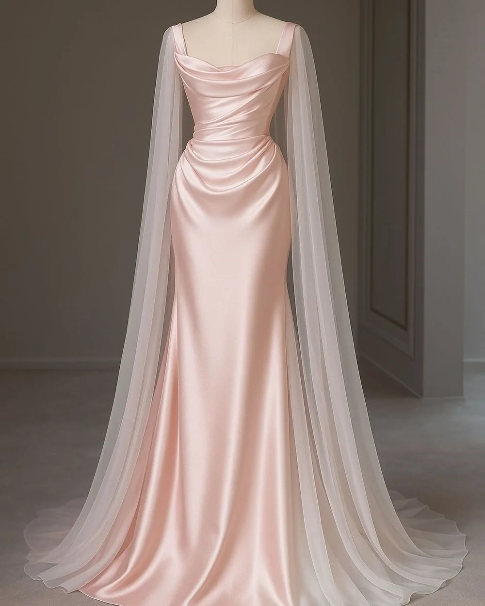 ชุดเดรสยาวทรงเมอร์เมด คอเหลี่ยม จับจีบระบาย คุณภาพสูง ออกแบบตามสั่ง สำหรับโอกาสพิเศษ มีหลายขนาดให้เลือก