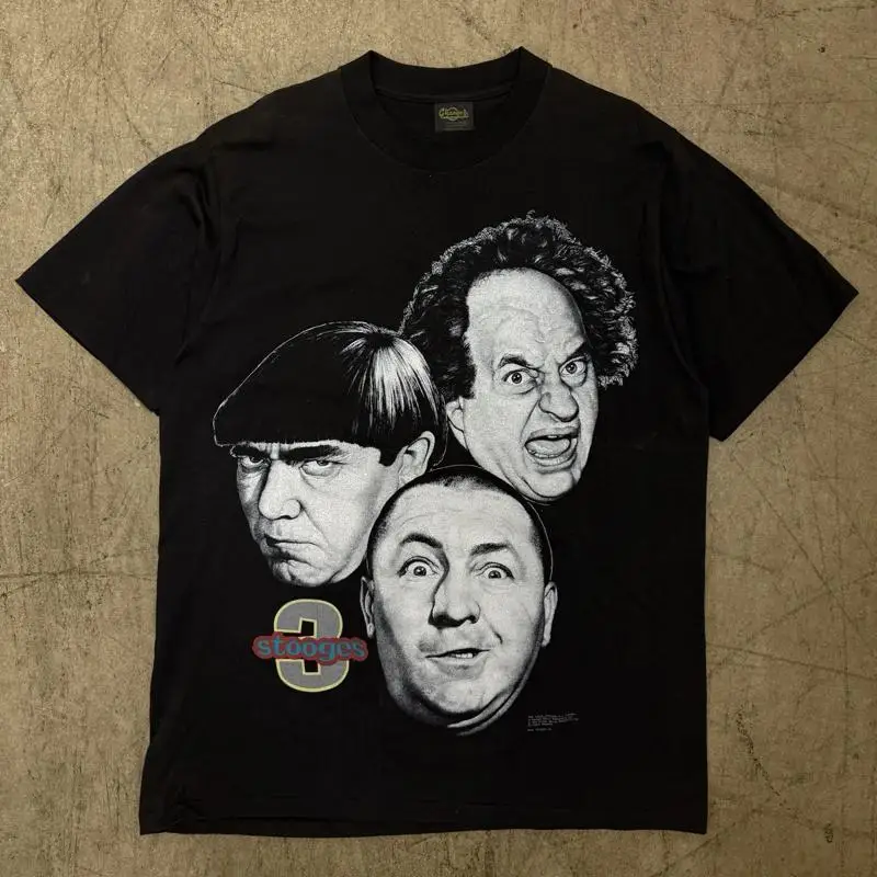 Vintage Three Stooges Shirt Mens Large Big Face Moe Larry Curly Changes Tag 1994