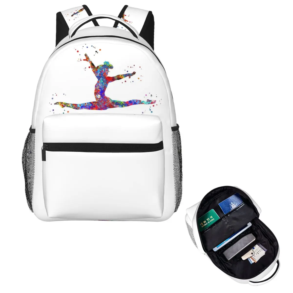 

Gymnastics Girl, Watercolor Gymnastics Backpack Hot Sale Daypack Large Capacity Children BookBag School Bag Shoulder Bags