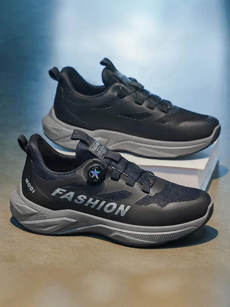 Sports Men's Shoes 2026 Autumn New Style Teenage Rotating Button Soft Bottom Shock Absorption Ultra-light Casual Student Runn...