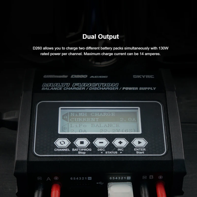 Skyrc-lipo-バッテリーバランス充電器,RCレーシングドローン,スペアパーツ,fpvモデル,デュアルAC, DC 1-6s,260w,d260