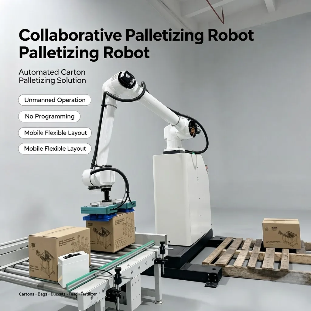WP-30 PLC Motor Payload Capacity 25 Kg Carton Stacking System Collaborative Business Warehouse High Speed Robot Arm Palletizing