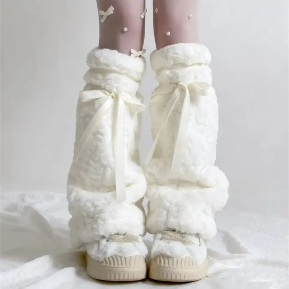 

Модные меховые женские гетры на завязках, элегантные длинные чулки, защита ног, мягкие теплые чехлы на голени, носки-ботфорты для вечеринок и улицы