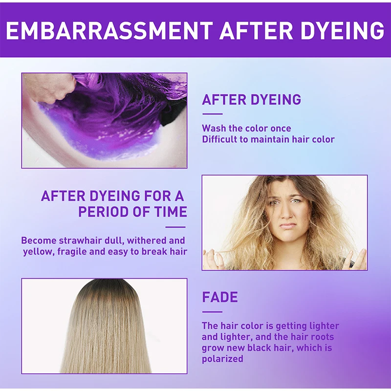 Gray Color Fixing Hair Dye Shampoo Cover Gray Hair Fade Yellow After Bleach Hair Shampoo Non-irritating Purple Shampoo Blonde