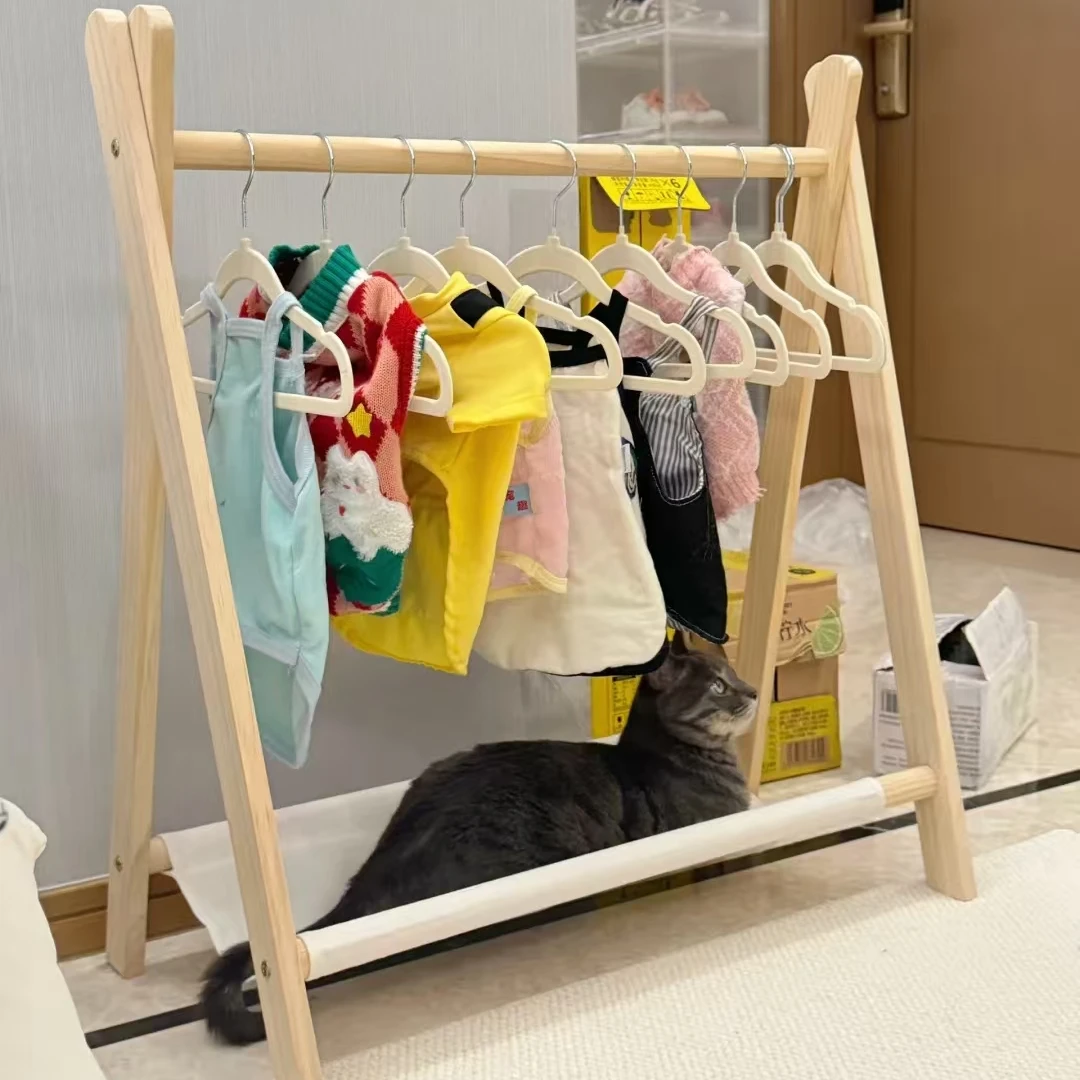 Pet hanger Internet celebrity dog clothes rack dog clothes rack cabinet solid wood storage small coat rack cat floor type image 6