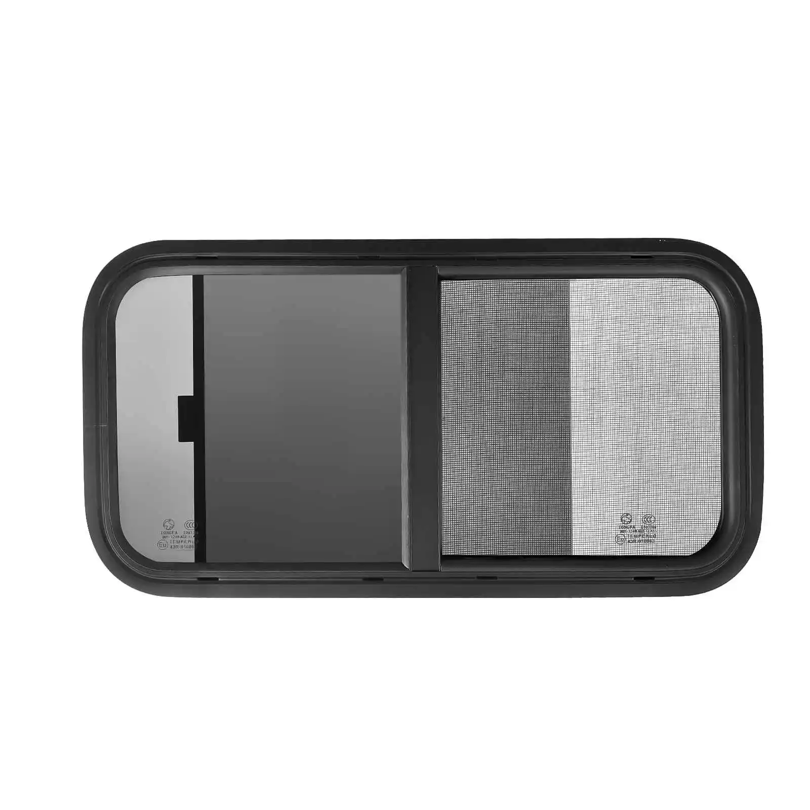 

800x500mm Round Angle Sliding RV Window Black Tempered Glass Shade Window for Trailer Glass RV Window RV Sliding Window
