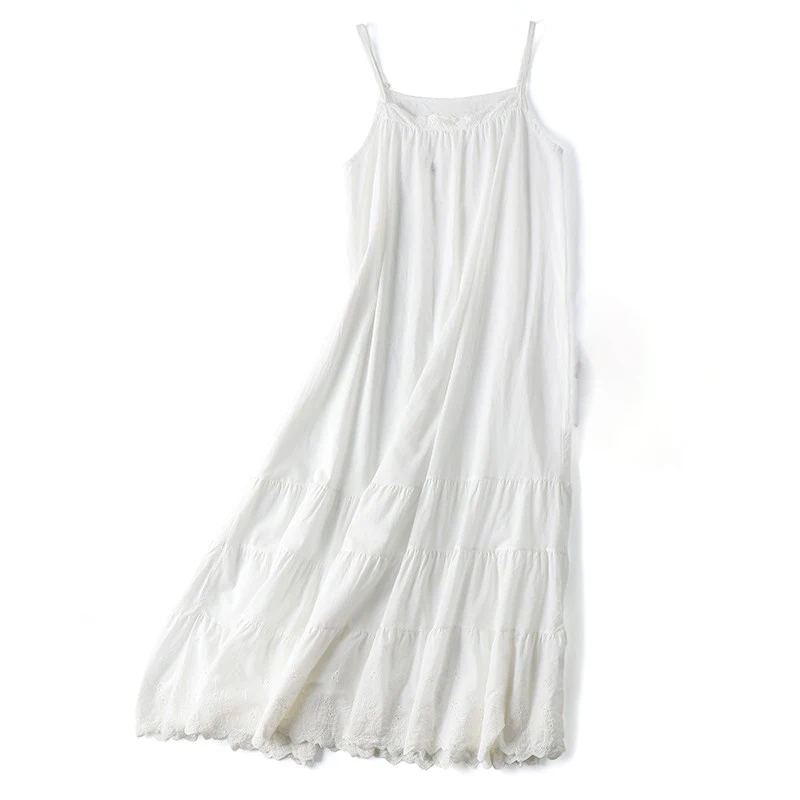 

Женская одежда в лесном стиле, милое многоярусное платье из чистого хлопка с вышивкой и пэчворком, новое весенне-летнее свободное платье-комбинация для многослойных образов или для ношения отдельно