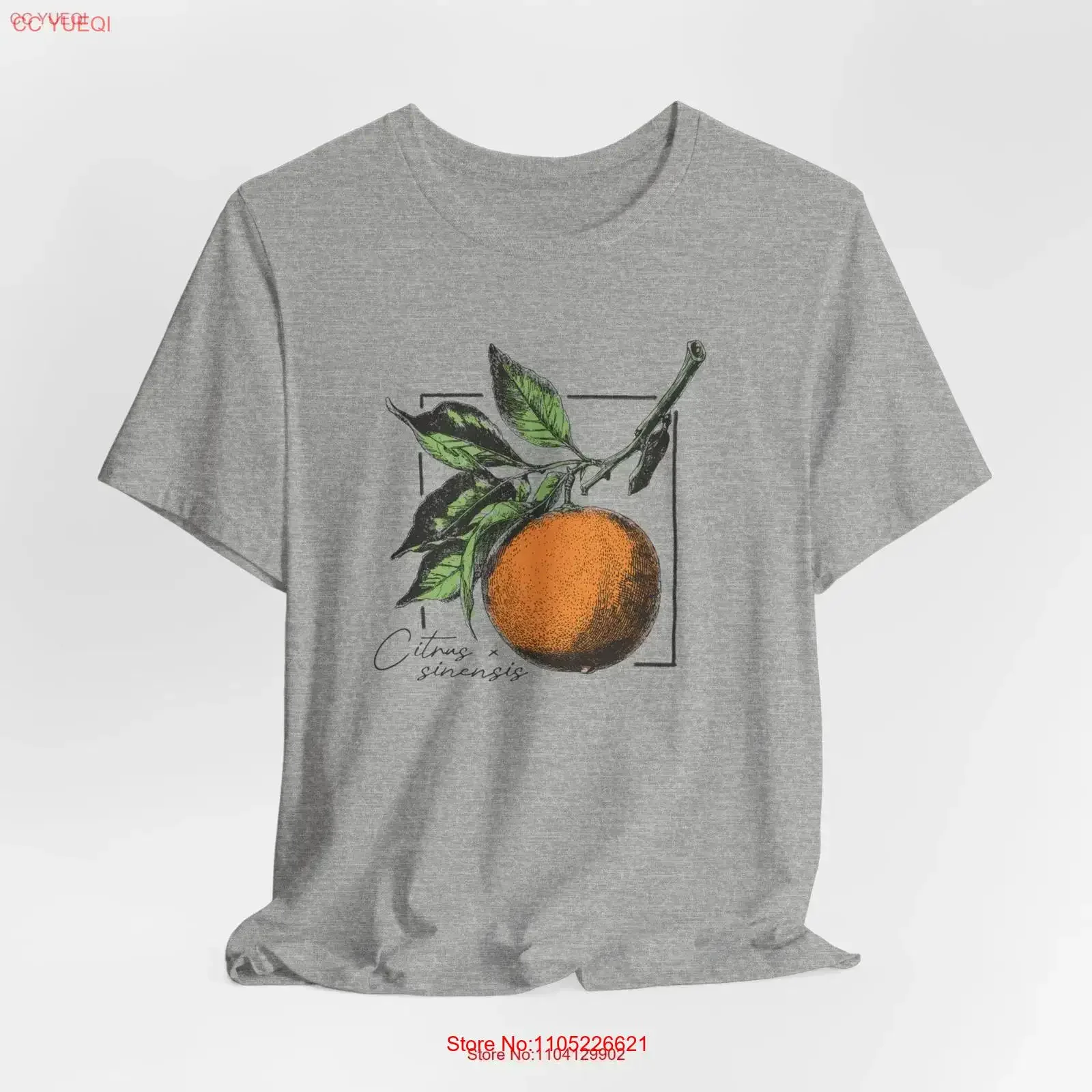Camiseta con estampado naranja, diseño botánico de frutas, estilo gourmet, única para ella, vintage, lavada, elástica, versátil, para uso diario, para hombre