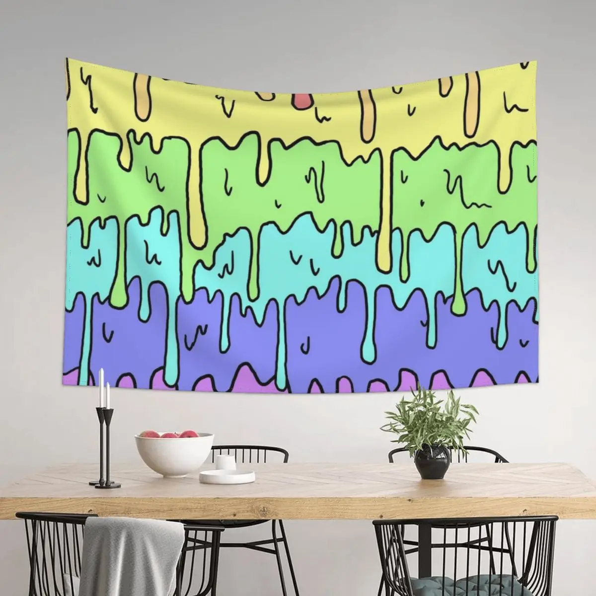 

Pastel Kawaii Melting Rainbow Design Tapestry Room Decor Aesthetic Home Supplies Wall Decoration Items Tapestry