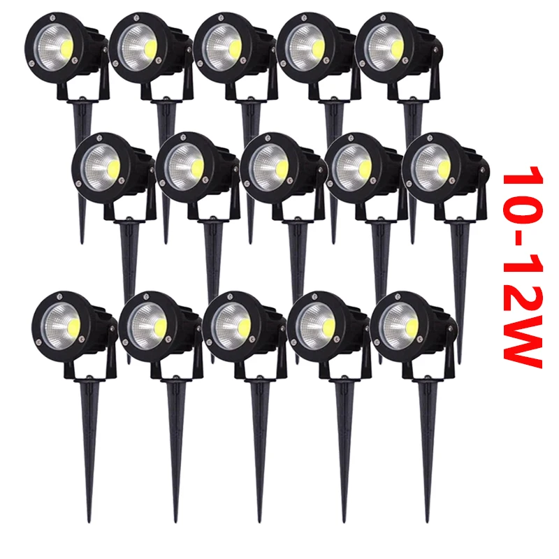 Impermeável LED Lawn Lamp, Paisagem Spike Spotlights, Home Yard, Decorações de Jardim, Branco Quente, 220V, 110V, 24V, 7W, 10W, 12W, IP65