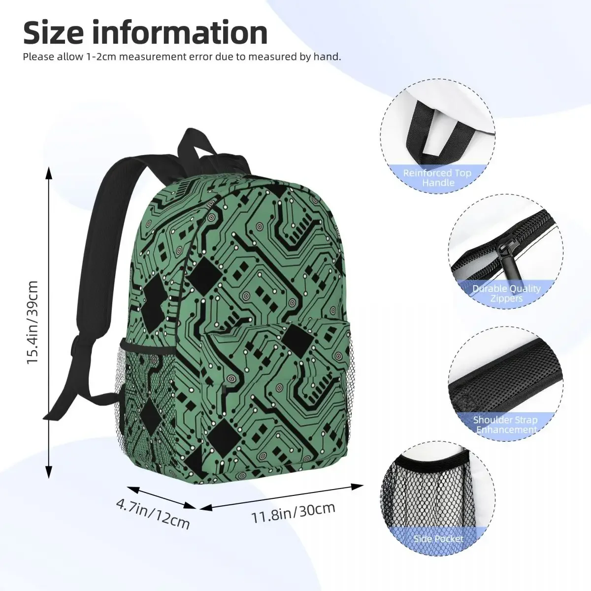 Printed Circuit Board - Color Backpacks Boys Girls Bookbag Students School Bags Travel Rucksack Shoulder Bag Large Capacity