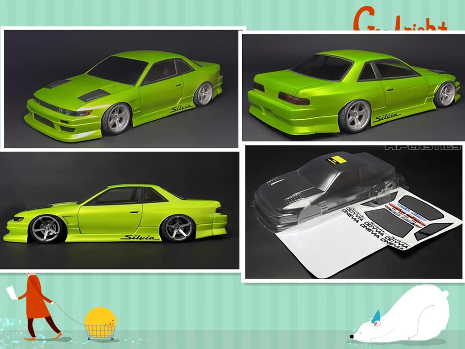 透明ボディシェル 1/10 オンロードドリフト フラット 4K hpi s14