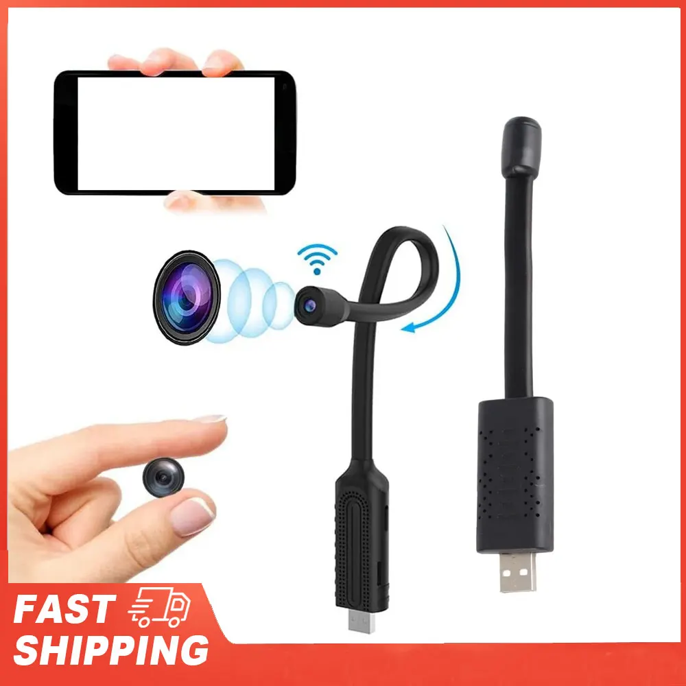 USB WiFi 보안 카메라 1080P HD 무선 미니 카메라 모션 감지/야간 투시 기능 가정용 차량용 아기 모니터 실내용