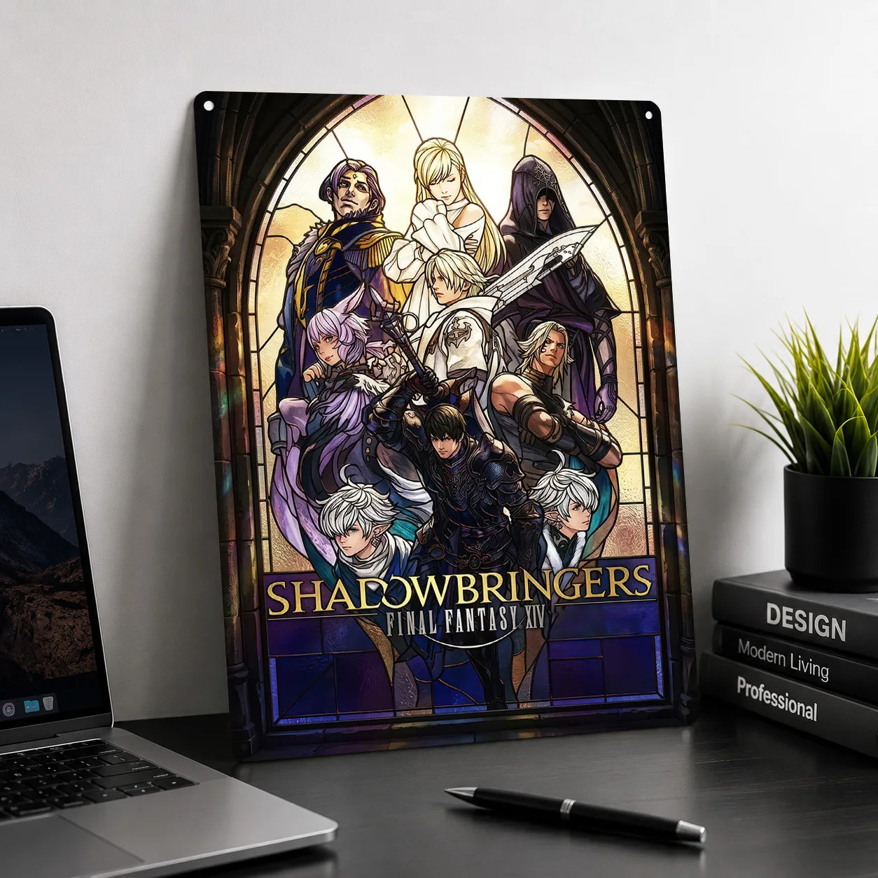 Final Fantasy XIV Shadowbringers Poster Retro 3D Printed Metal Signs Customized Wall Hanging Gift for Home Decoration Gaming
