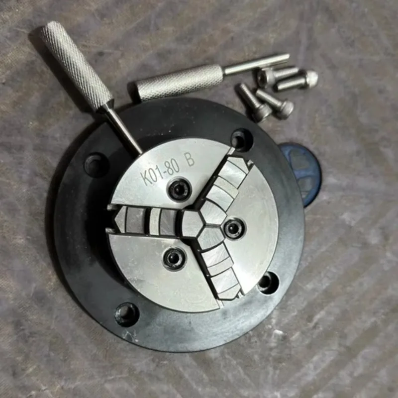 Ultra-Thin Vertical 3-Jaw Hand-Tightened Self-Centering Chuck Manual Workpiece Holder K01-80B