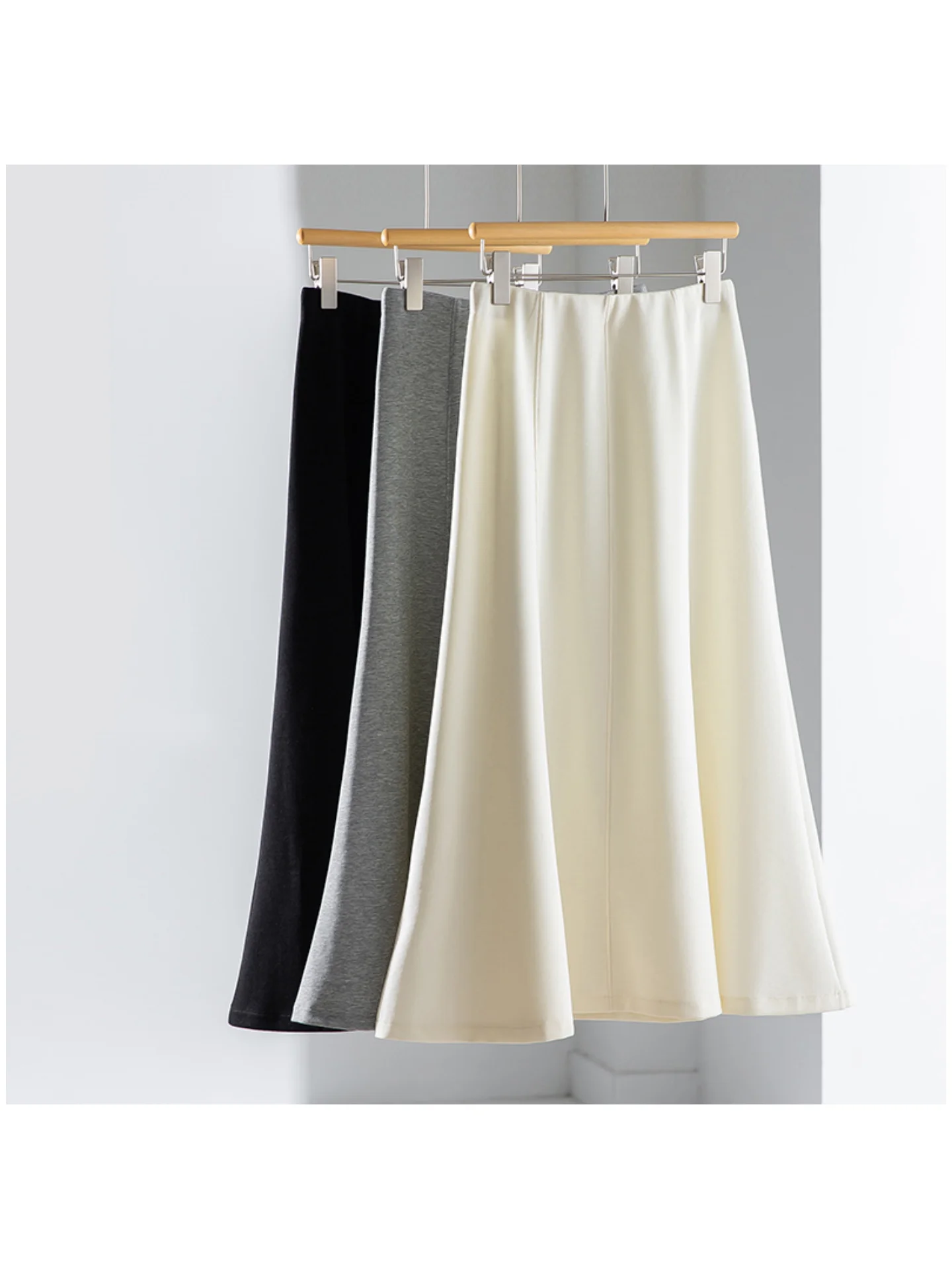 

Юбка миди А-силуэта с высокой талией, женская, свободного кроя, повседневная, с эластичным поясом, весна-осень, новая, винтажная, стройнящая фигуру