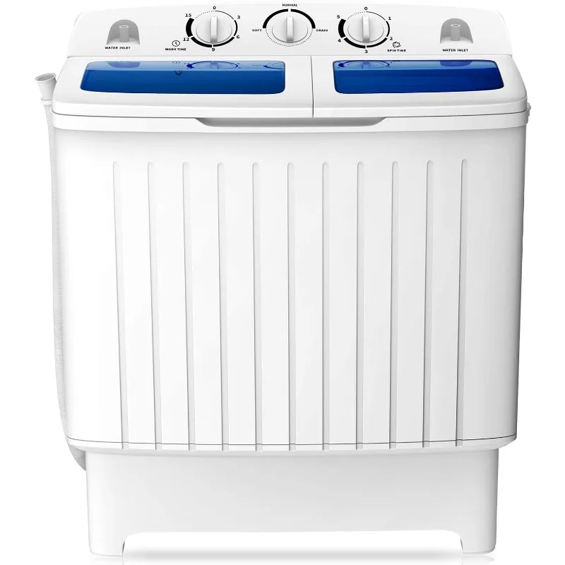 

COSTWAY Portable Washing Machine, Twin Tub 20 Lbs Capacity, Washer(12 Lbs) and Spinner(8 Lbs), Durable Design