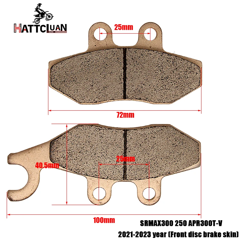 

HATTCLUAN Motorcycle Front Metal Sintering Brake Pad for Aprilia SRMAX300 250 APR300T-V 2021-2023 Scooter Disc brake pads